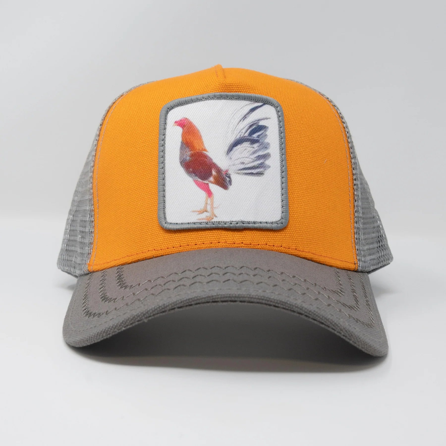 Rooster Trucker Hat (Orange / Grey) 