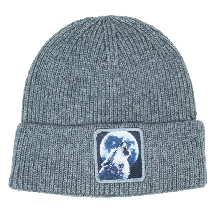 Lone Wolf Grey Skully Hat (Grey) Gold Star Beanie