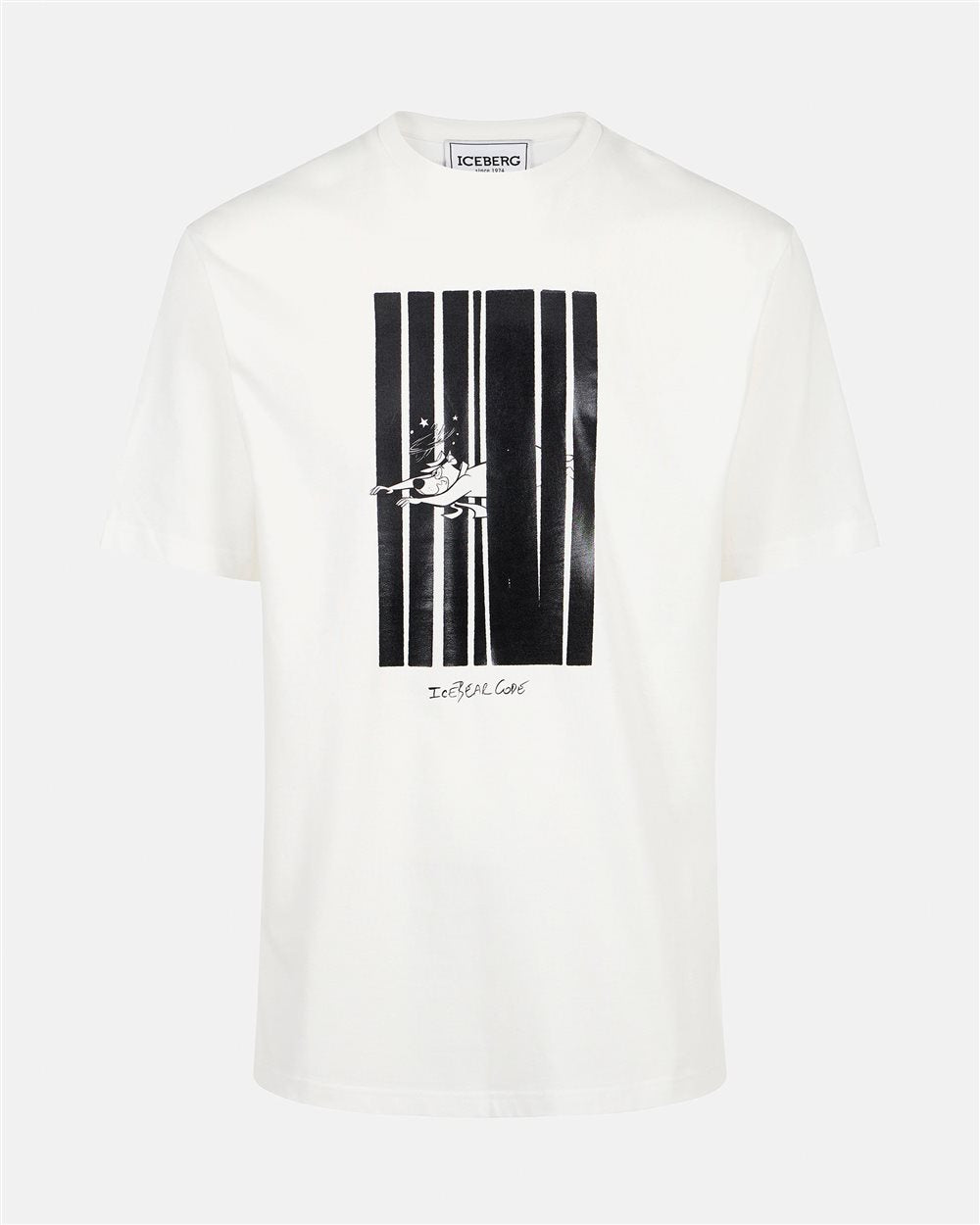 White cotton jersey T-shirt with Icebergcode print (Whit