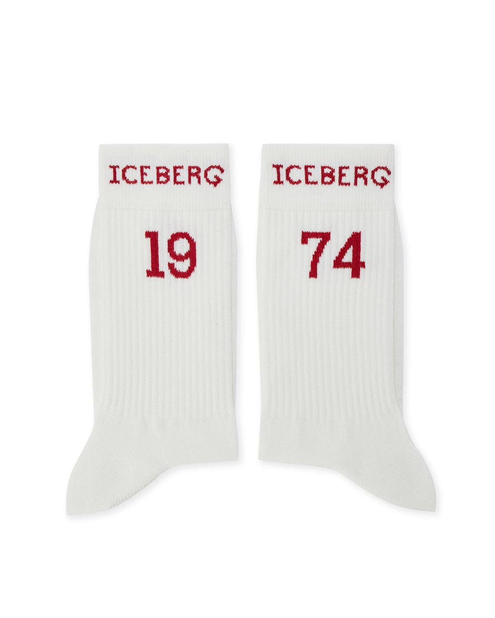 Cotton sock with logo and date 19 and 74 (White)