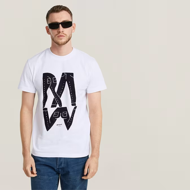 Raw Denim Tee (White) - GD25676C336110