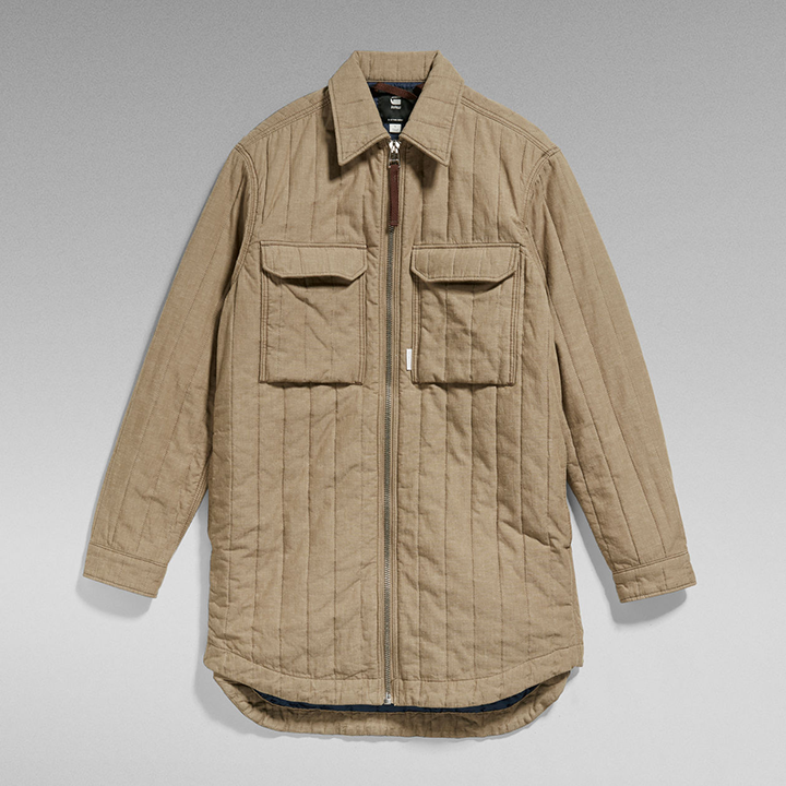 Quilted Zipped Overshirt (Beige) - GD22004D187C941