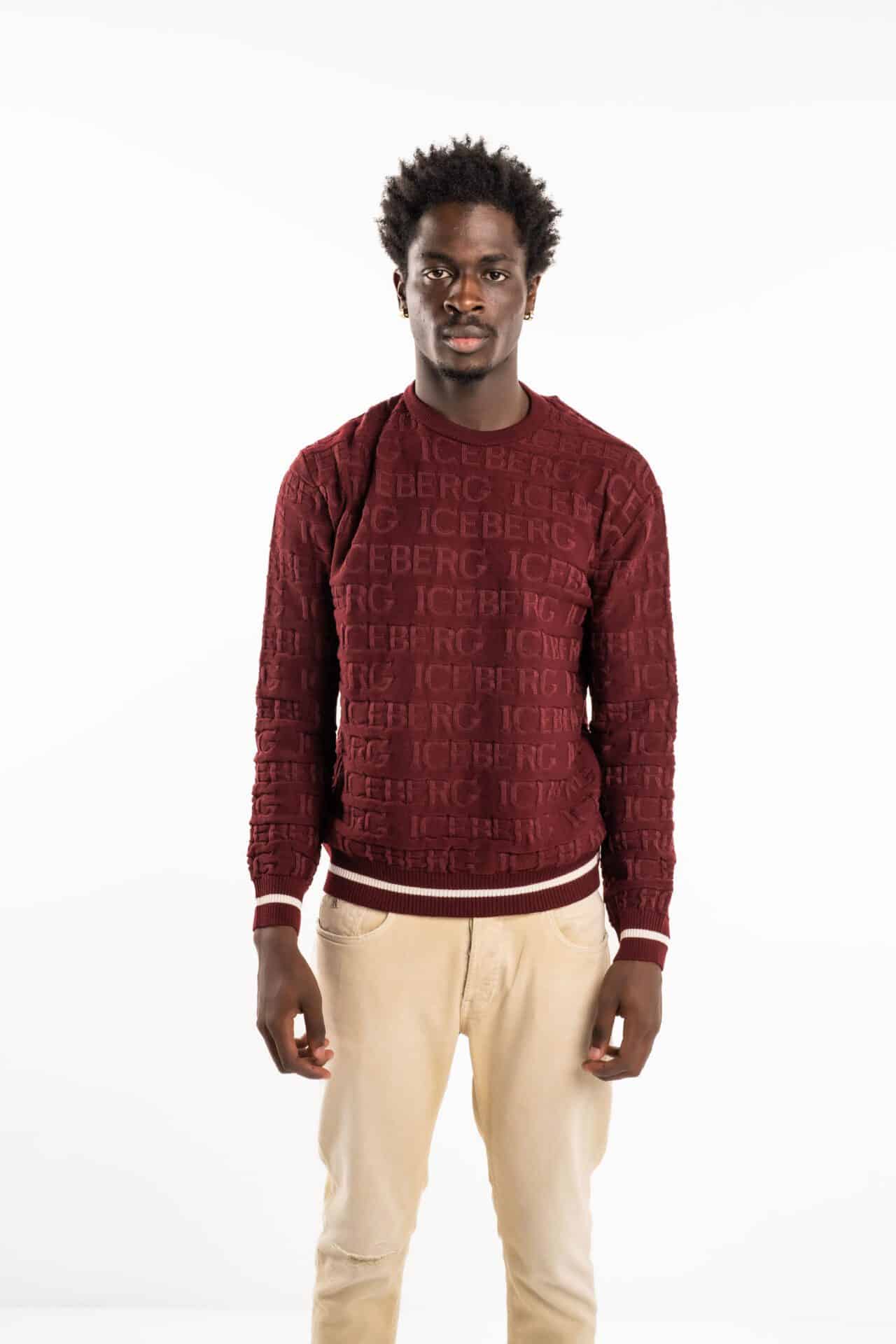 Knitted Text Sweatshirt (Maroon) - I23A00270104644