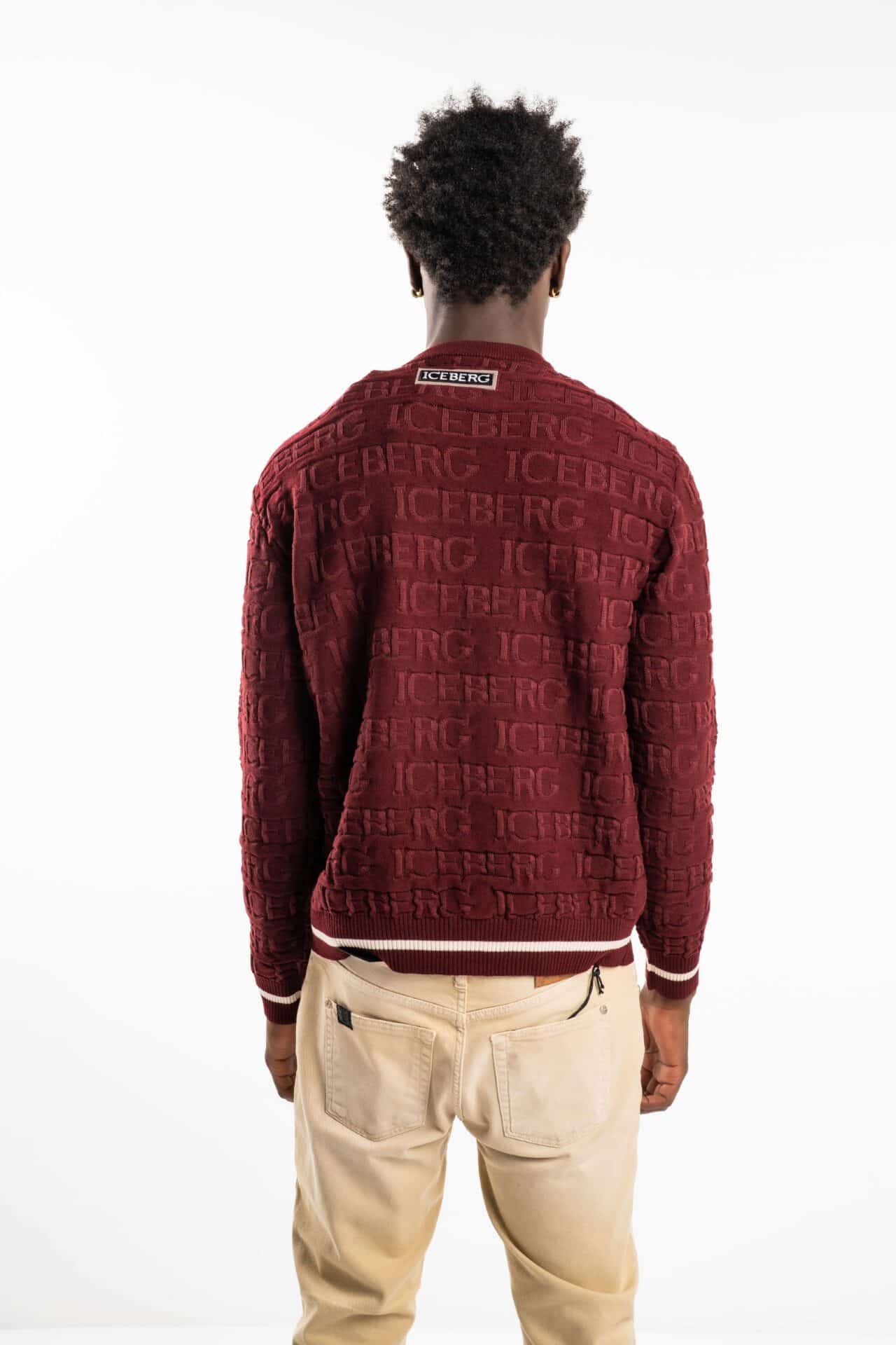 Knitted Text Sweatshirt (Maroon) - I23A00270104644