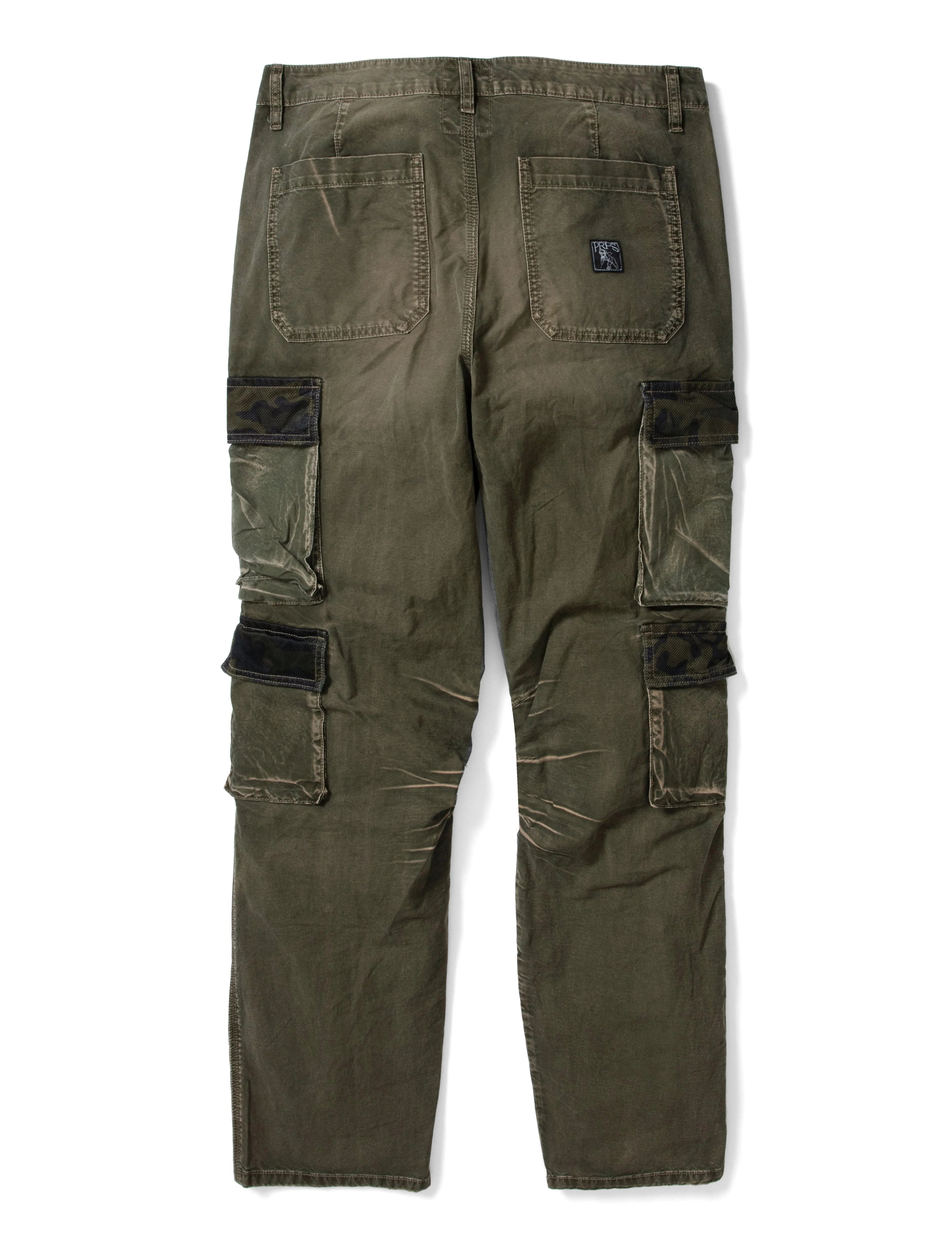 Prps Toshomingo Cargo Pants are a men's twill pant with camo mesh cargo pocket flaps.