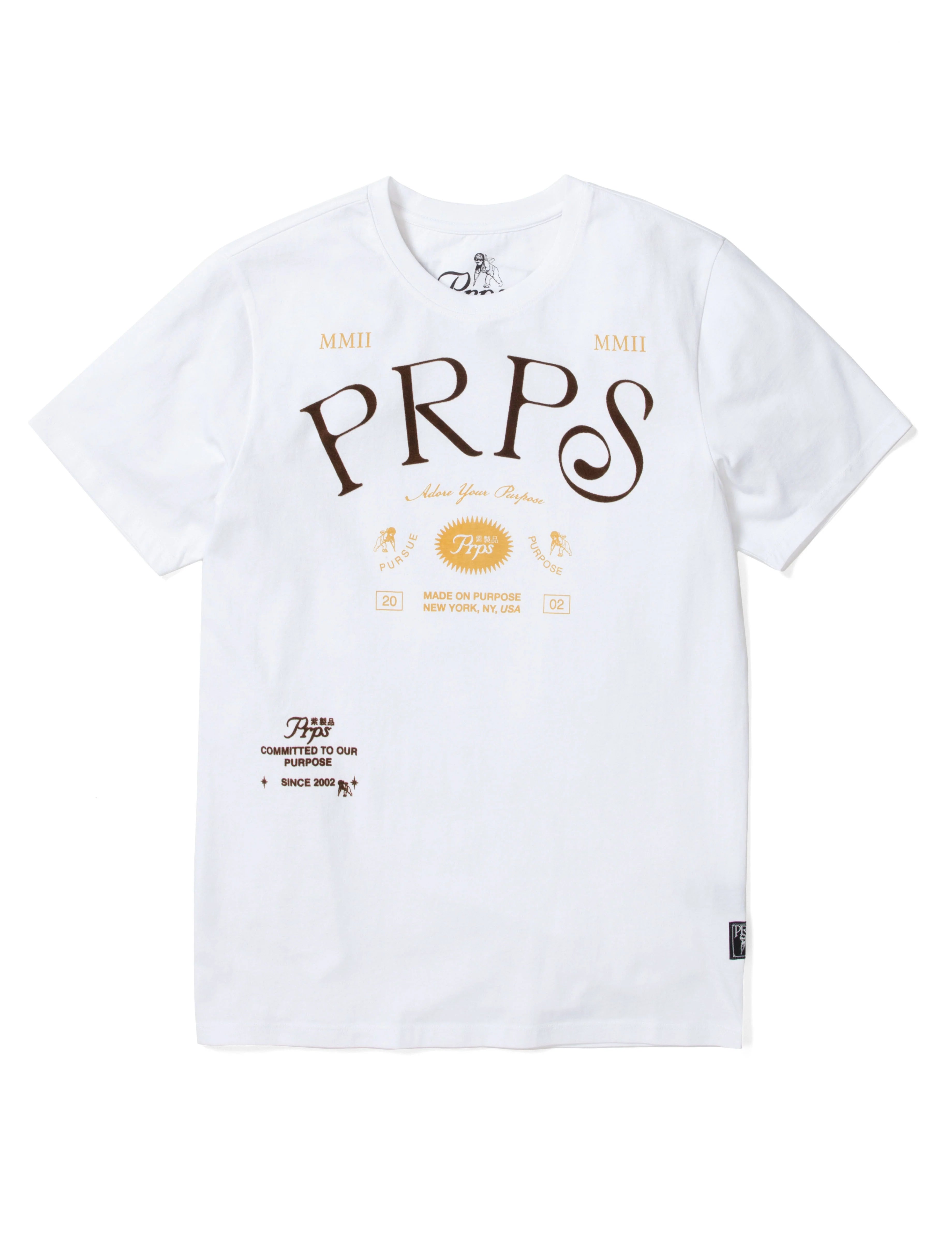 Prps Mitaka Tee has a heavy bleach wash with flocked graphics and branding.