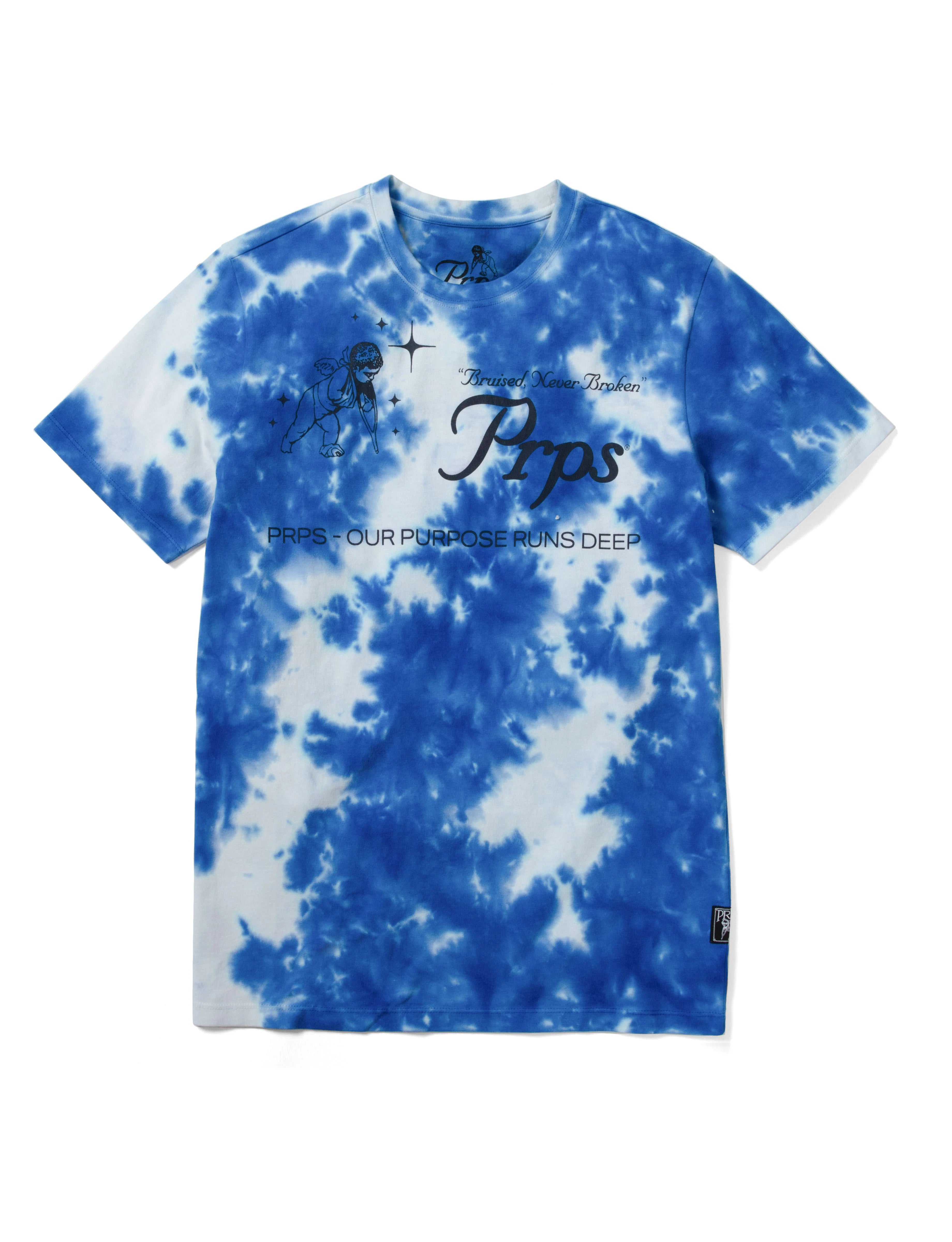 Prps Ota Tee is a men's heavy bleach tie-dye t-shirt with screen printed graphics.