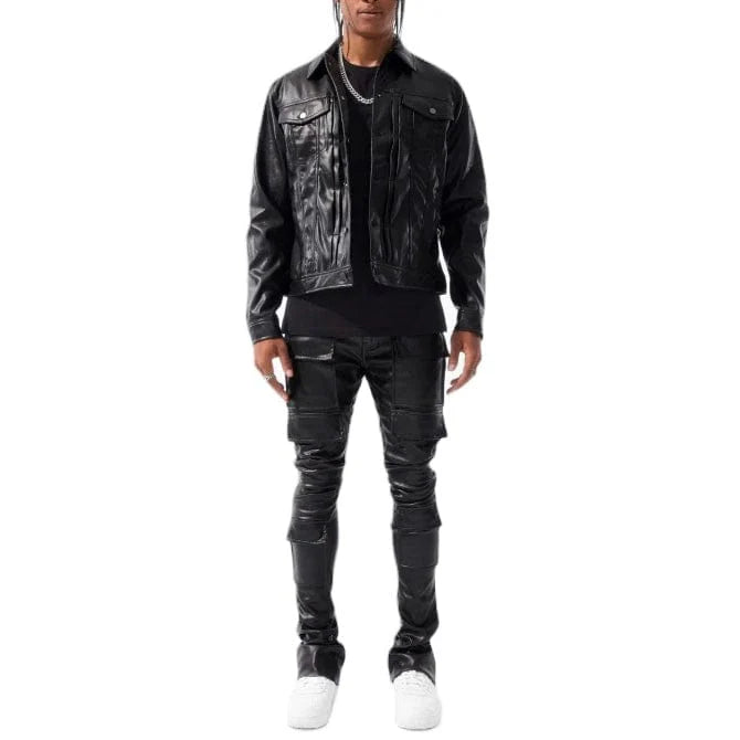 Jc Faux Leather Jacket (Black) - JJ1218BLK