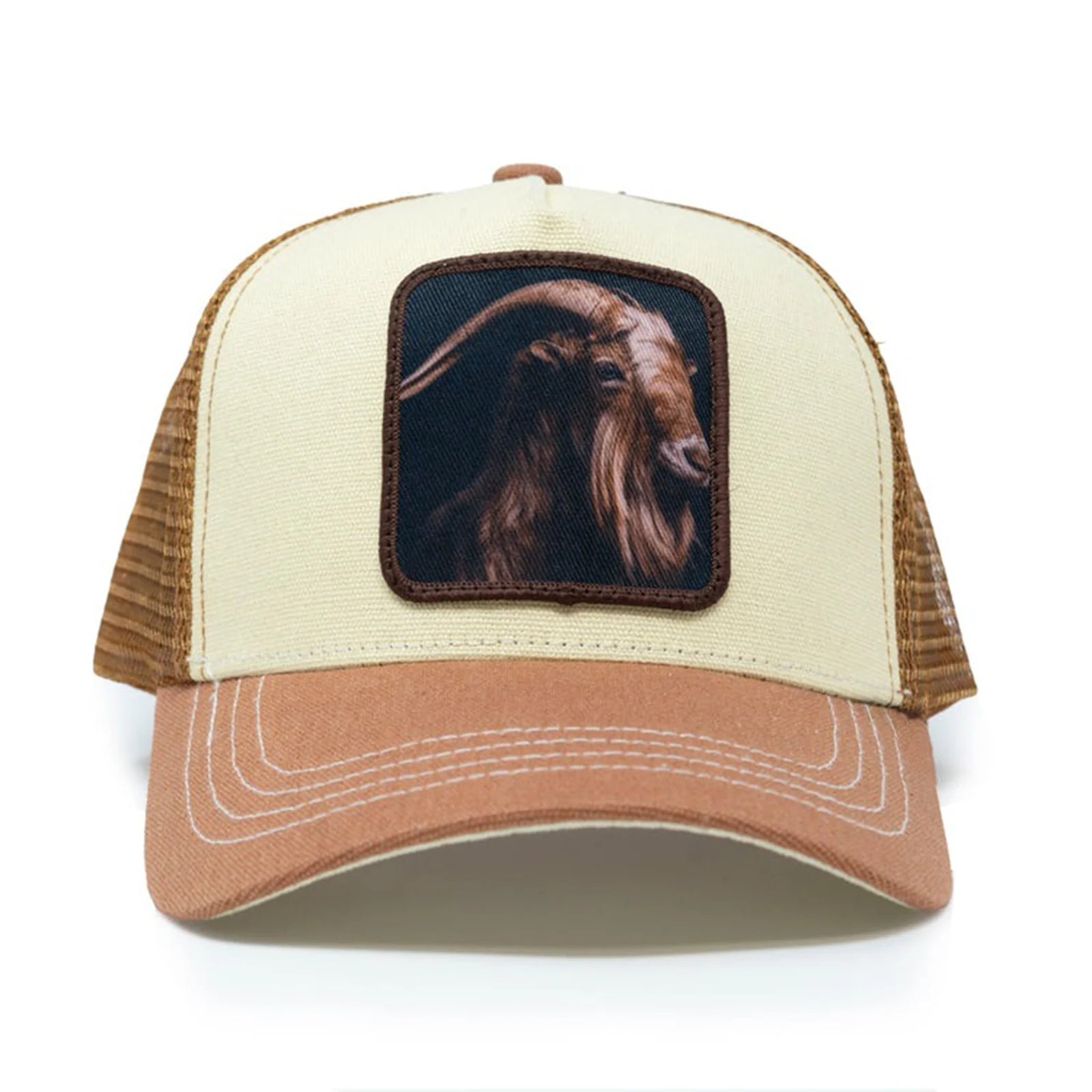 Goat Brown Beige Trucker Hat (Brown)