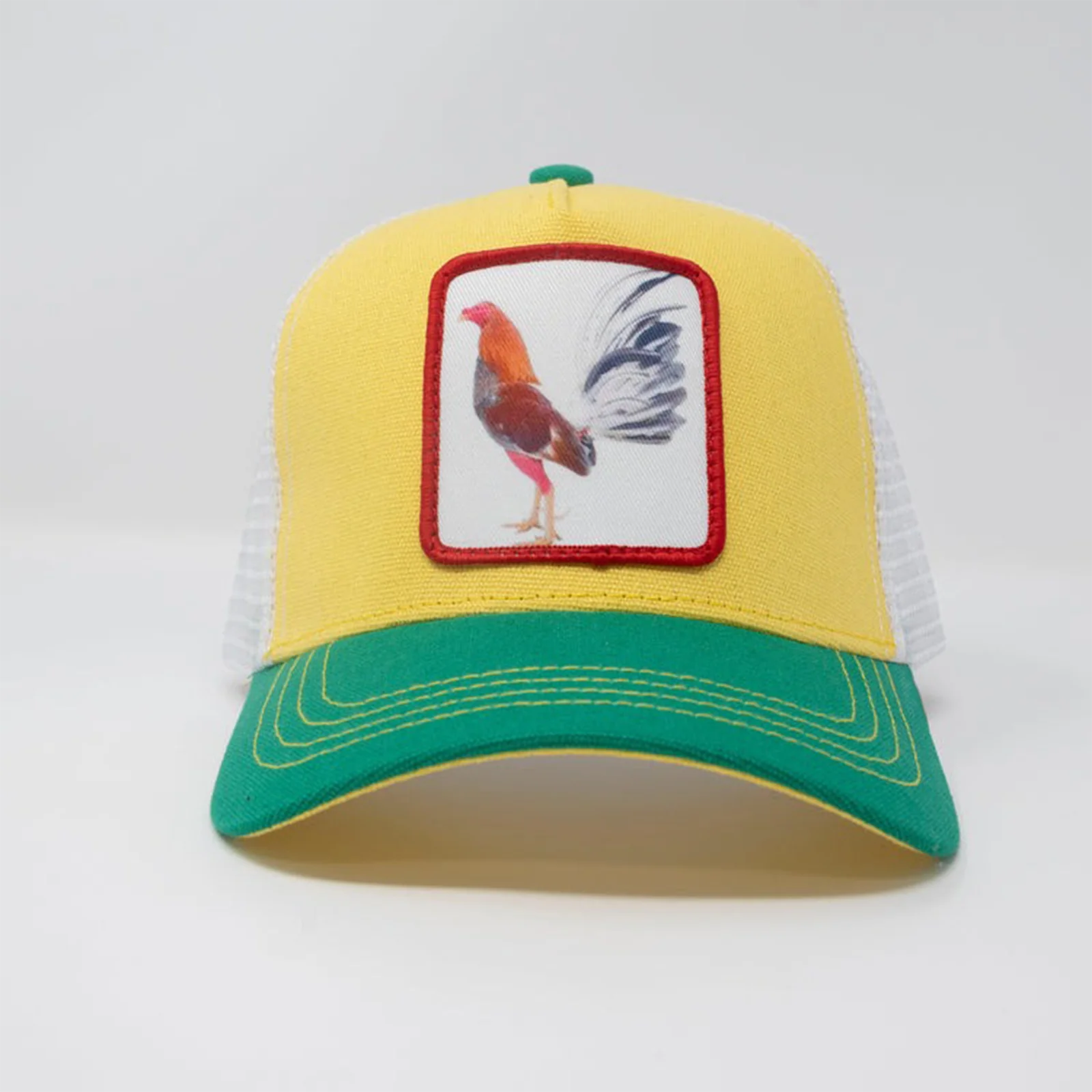 Rooster Green Yellow Trucker Hat (Green/Yellow) 