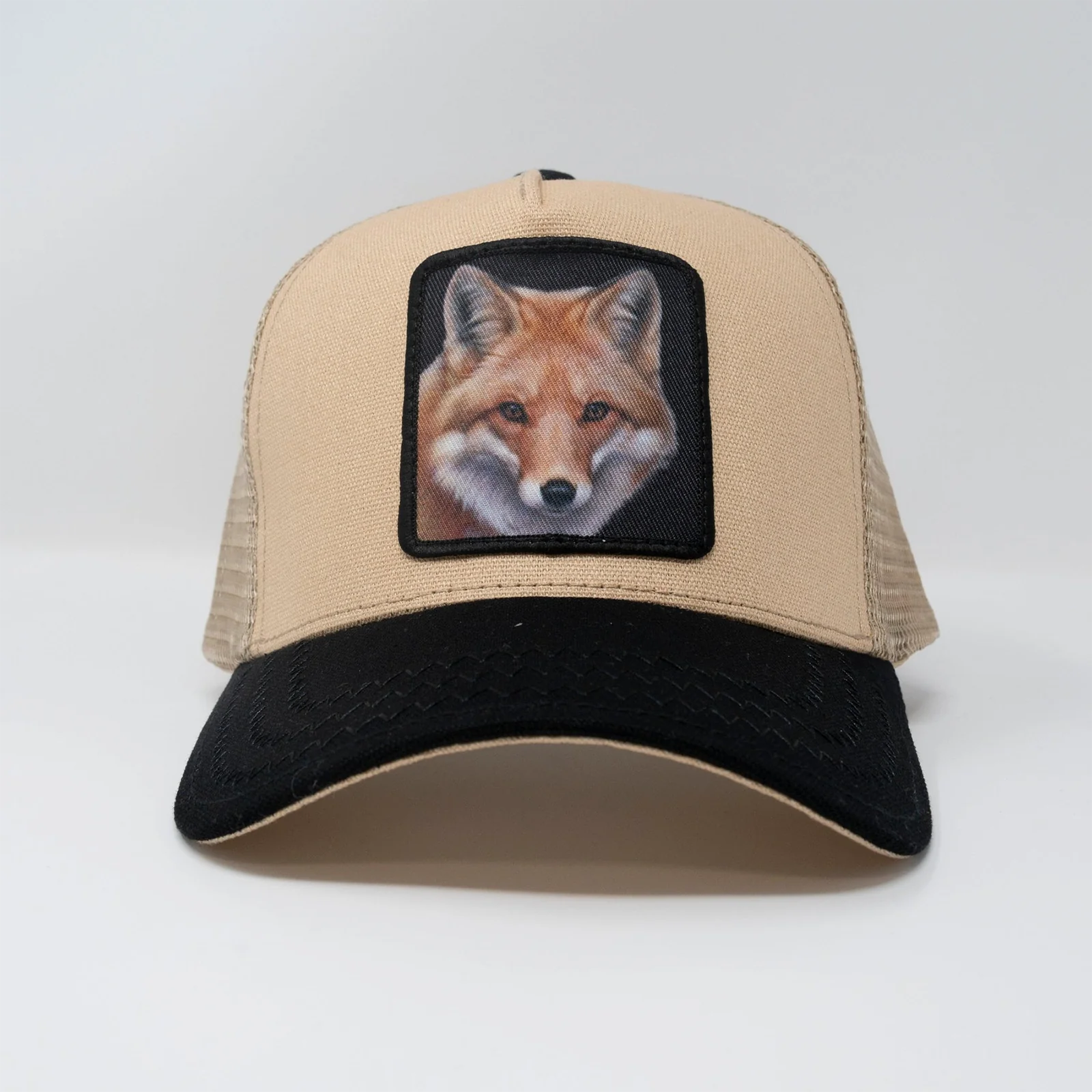 Wolf Black Brown Trucker Hat (Beige) 