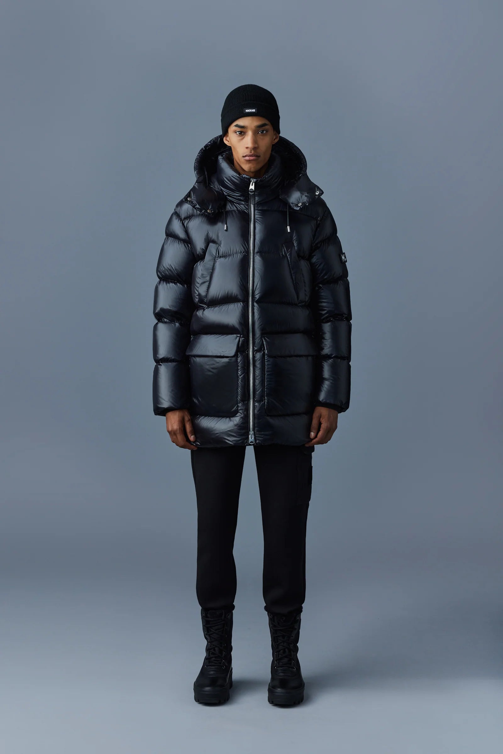 Mackage Winter Jacket lustrous light down parka with hood (Black)