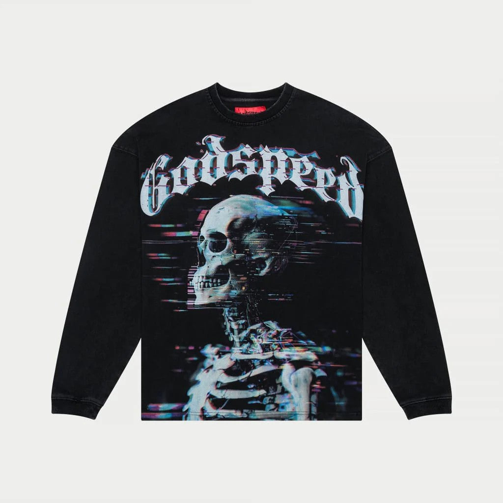 Glitchy Long Sleeve Shirt (Black Wash)