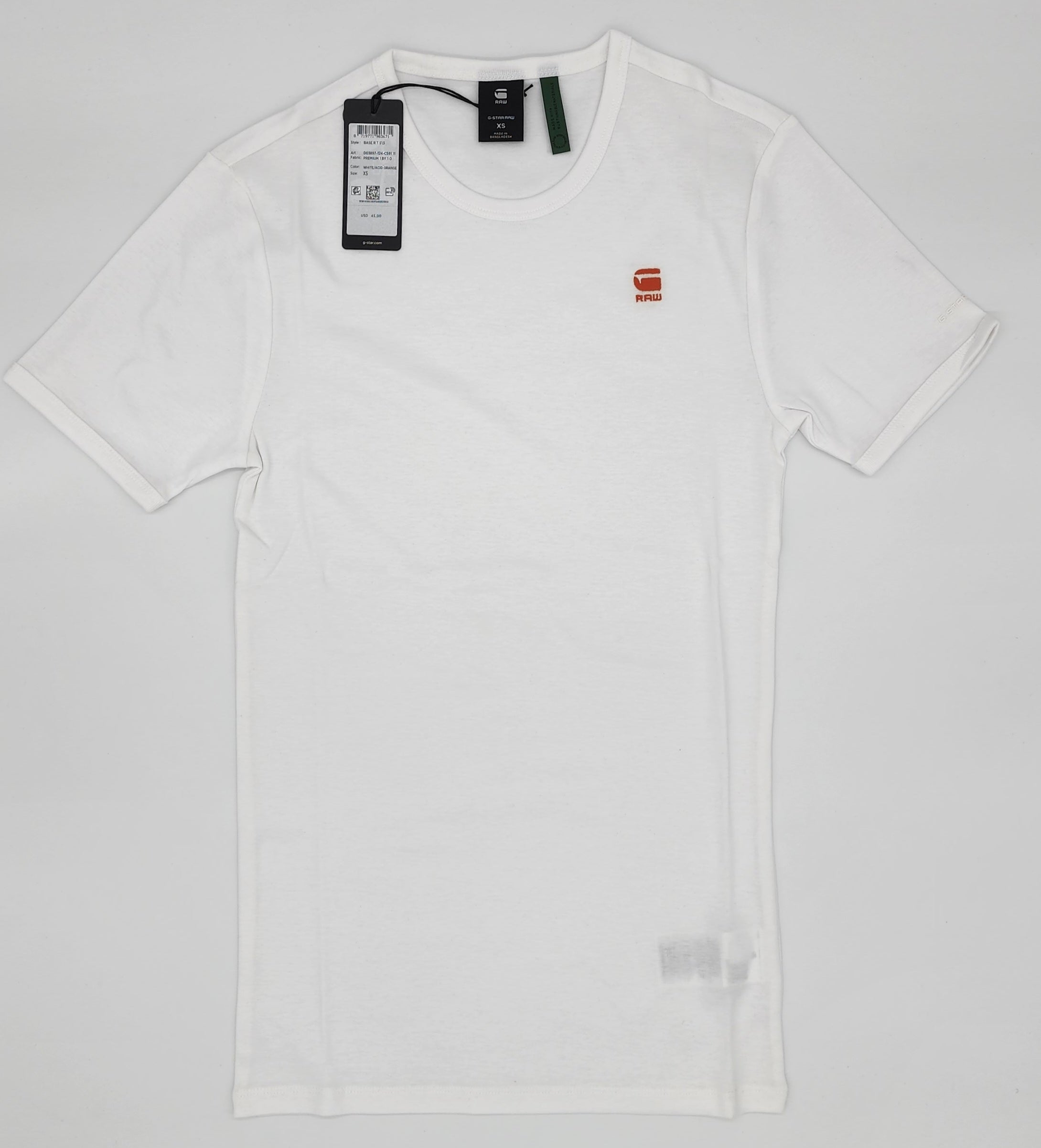 G-Star Basic T-Shirt (White with Acid Orange Logo) – Dazzleonline