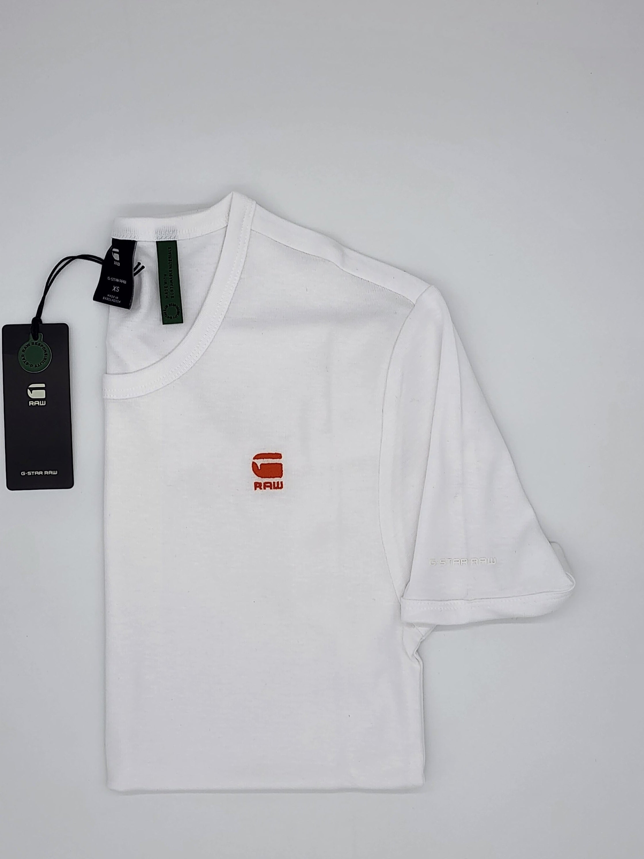 (White with Basic T-Shirt G-Star Acid Dazzleonline Orange Logo) –