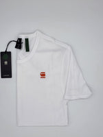 G-Star Basic T-Shirt (White with Acid Orange Logo)